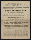 Avis d'enquête de commodo et incommodo : rue de Denfert-Rochereau 58, M. Becker : installation d'un garage de 150 voitures automobiles alimentées par des liquides inflammables et d'un dépôt de 5000 litres de liquides inflammables de la 1re catégorie.