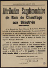 Attribution supplémentaire de bois de chauffage aux sinistrés,