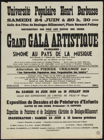 Université populaire Henri Barbusse : grand gala artistique,