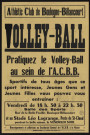 Volley-ball masculin et féminin : pratiquez le volley-ball au sein de l'ACBB, Deux affiches, une jaune, une rose.