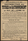 Distribution des titres de rationnement pour juillet, août et septembre 1948,