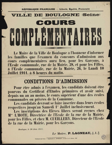 Cours complémentaires é,