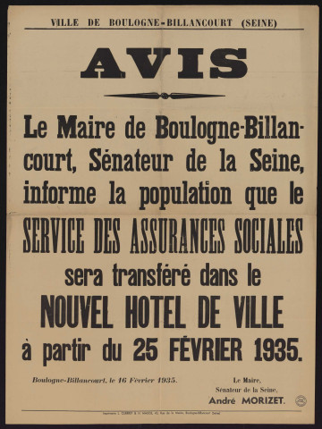 Avis [de transfert du service des assurances sociales],