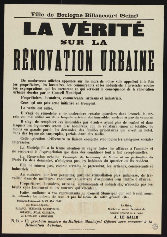 La vérité sur la rénovation urbaine,