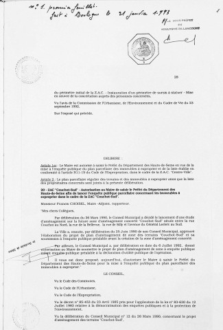 Conseil municipal de la Ville de Boulogne-Billancourt : registre des délibérations (30 septembre 1992 - 5 mai 1993).