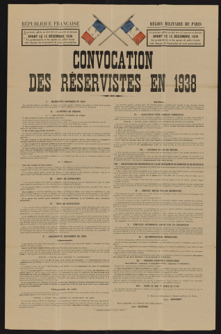 Convocation des réservistes en 1938,