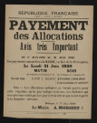 Payement des allocations [militaires : horaires],