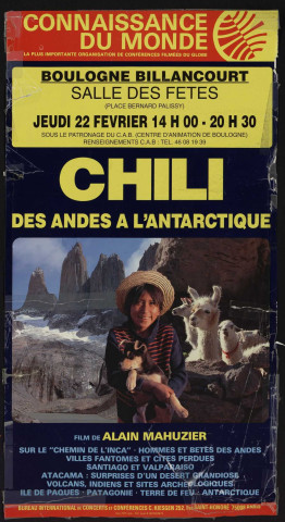 Connaissance du monde Chili, des Andes à l'Antartique, Film d'Alain Mahuzier (2000)