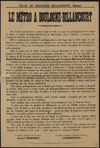 Le métro à Boulogne-Billancourt,