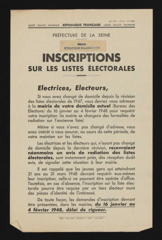 Inscriptions sur les listes électorales,