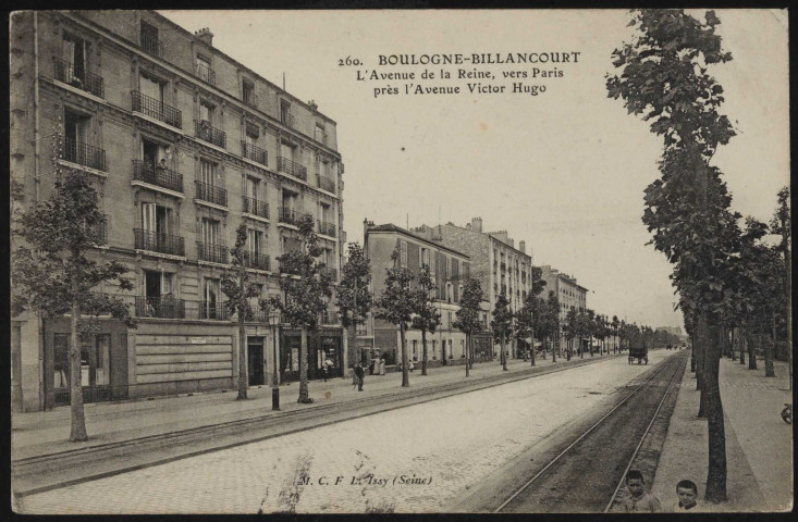 260 - Boulogne-Billancourt - L'avenue de la Reine, vers Paris près l'Avenue Victor Hugo, Boulogne-Billancourt . avenue de la Reine . - Perspective