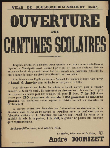 Ouverture des cantines scolaires,