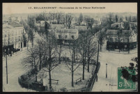 17 - Billancourt - Panorama de la Place Nationale, Boulogne-Billancourt . place Jules Guesde . - perspectiveVue plongeante sur, au premier plan, le square de la place Jules Guesde.Au second plan, à gauche, un restaurant-café-billard et la rue Yves Kermen. A droite, la rue Nationale et un vins-café-restaurant.