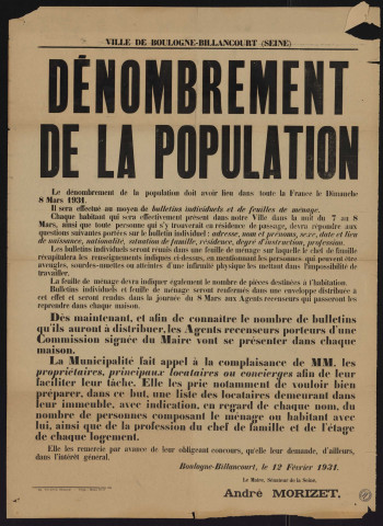 Dénombrement de la population,