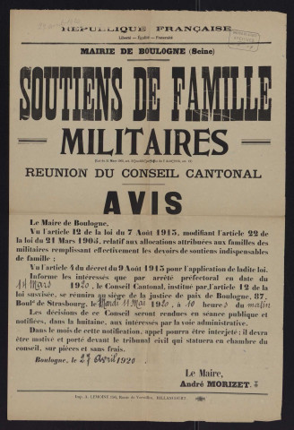 Soutiens de famille militaires : réunion du conseil cantonal,