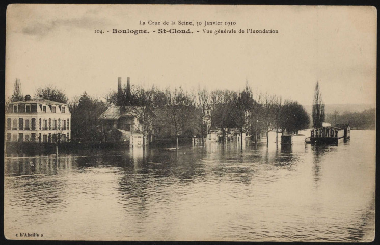104 - Boulogne. - St Cloud: vue générale de l'inondation.