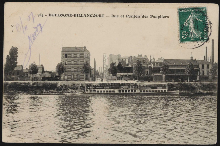 364 - Boulogne-Billancourt: rue et ponton des peupliers.