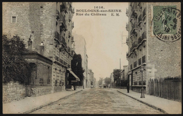 1636 - Boulogne-sur-Seine, Rue du Château, Boulogne-Billancourt . rue du Château . - perspective - Au centre, carrefour avec la rue de l'Est.
