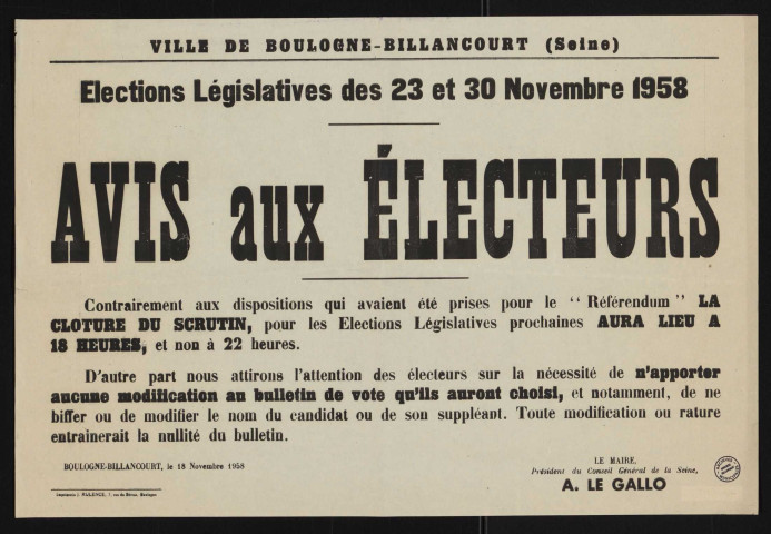 Avis aux électeurs ôà,