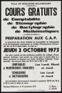 Cours gratuits de comptabilité, de sténographie, de dactylographie et de mathématiques, préparation aux CAP éè,