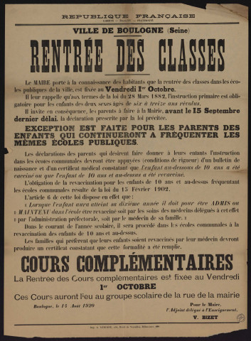 Rentrée des classes ,