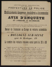 Avis d'enquête de commodo et incommodo : quai de Boulogne 49, Société Invicta : extension d'un garage de voitures automobiles, porté de 20 à 50 places.