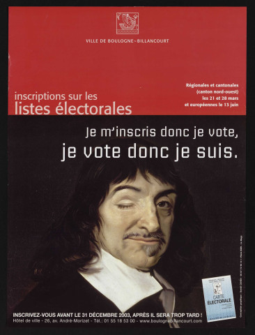 Inscription sur les listes électorales : je m'inscris donc je vote, je vote donc je suis,