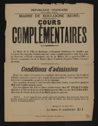 Cours complémentaires é,