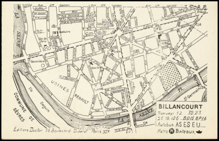 (sans titre), Boulogne-Billancourt . - plan de Boulogne et de Billancourt