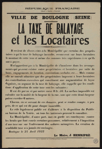 La taxe de balayage et les locataires,