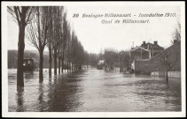 39 - Boulogne-Billancourt - Inondations 1910 - Quai de Billancourt, Boulogne-Billancourt. quai de Stalingrad . - Crue de la Seine, janvier 1910, Vue sur le quai de Stalingrad inondé.