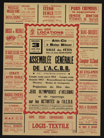 Assemblée générale de l'ACBB, Nombreuses publicités d'entreprises.