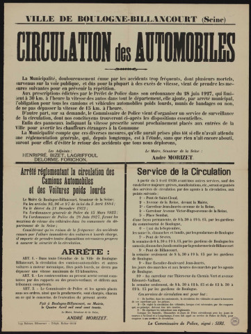 Circulation des automobiles,