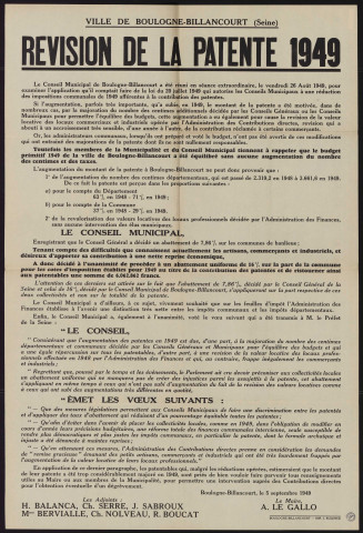 Révision de la patente 1949,