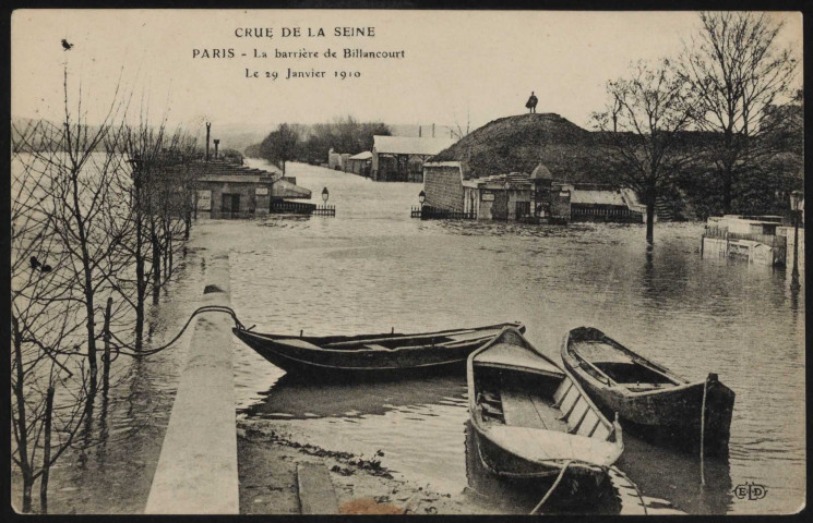 Crue de la Seine Paris: la barrière de Billancourt. Le 29 Janvier 1910.