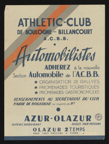 Automobilistes, adhérez à la nouvelle section Automobile de l'ACBB,
