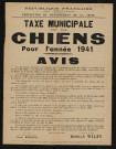 Taxe municipale sur les chiens pour l'année 1941,