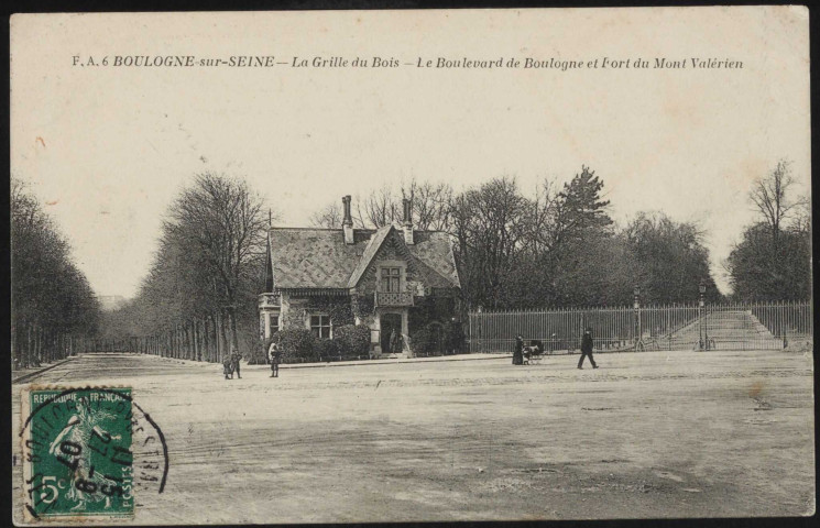 6 - Boulogne-sur-Seine - La Grille du Bois - Le boulevard de Boulogne et Fort du Mont Valérien, Paris . Bois-de-Boulogne . - Porte