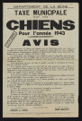 Taxe municipale sur les chiens pour l'année 1943,