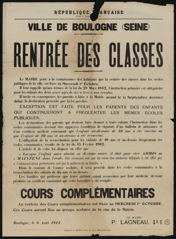 Rentrée des classes ,