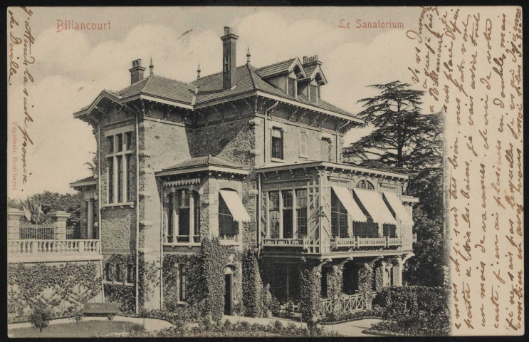 Billancourt - Le Sanatorium, Boulogne-Billancourt . rue Yves Kermen . - hôpital Ambroise Paré - Le bâtiment de la direction depuis la cour intérieure