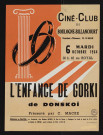 Ciné-Club de Boulogne-Billancourt, mardi 6 octobre 1964 : L'Enfance de Gorki, de Donskoï,