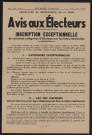 Avis aux électeurs : inscription exceptionnelle de certaines catégories d'électeurs sur les listes électorales,