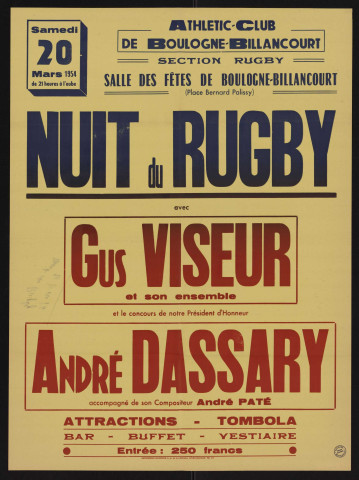 Nuit du rugby avec Gus Viseur et son ensemble,