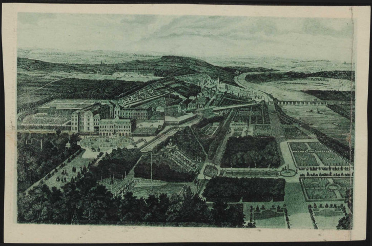 Les Jolis coins de France. 38 - Vue générale de Saint-Cloud d'après une gravure ancienne, Saint-Cloud. Château et parc . - vue généraleVue panoramique du Château et du Parc de la ville de Saint-Cloud