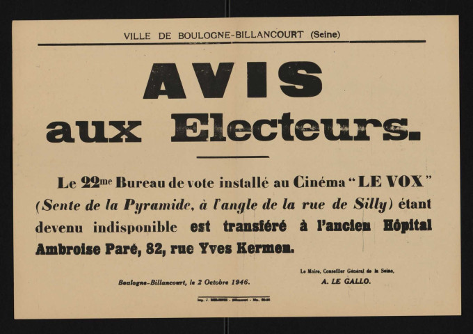 Avis aux électeurs ééôé,