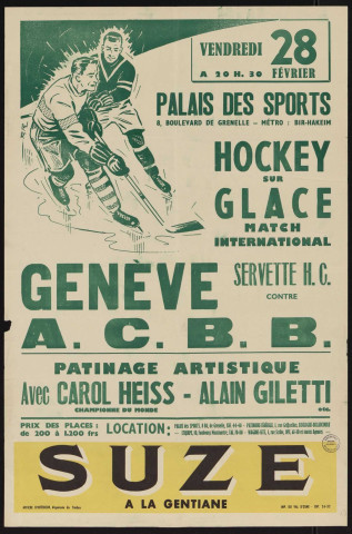 Hockey sur glace, Genève Servette HC contre ACBB,