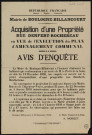 Acquisition d'une propriété rue Denfert-Rochereau en vue de l'exécution du plan d'aménagement communal : avis d'enquête,