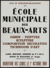 Ecole municipale des beaux-arts : ouverture des cours le 1er octobre 1969,