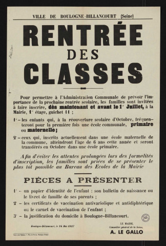 Rentrée des classes ,